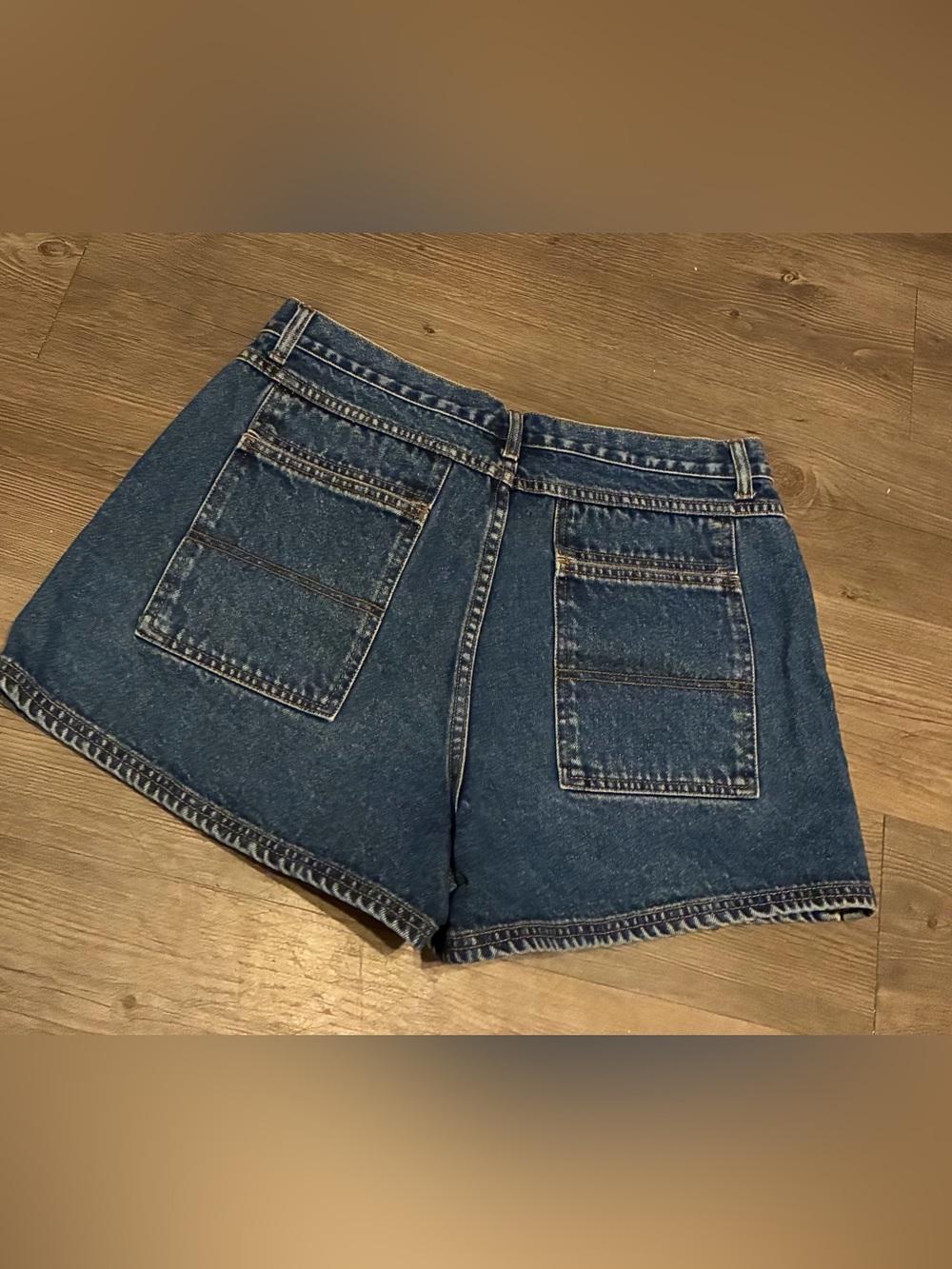 Classic High-Waist Denim Shorts in Dark Blue